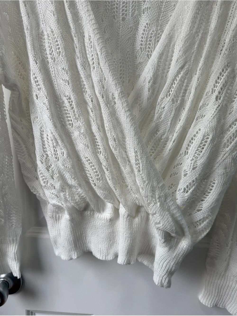 NWT CUPSHE White Crochet type wrap sweater Size Large - Picture 5 of 10